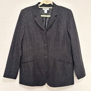 Vintage Pendleton Gray Pink Pinstripe Virgin Wool Blazer Jacket 12 Career Office